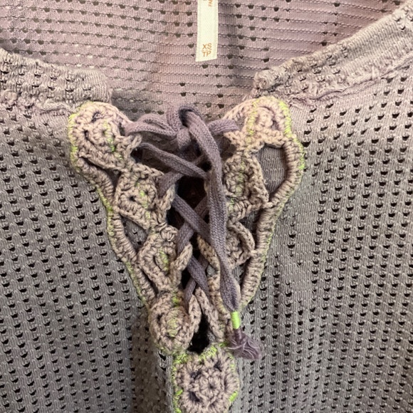 Free People purple openwork top size  xs - Picture 2 of 5